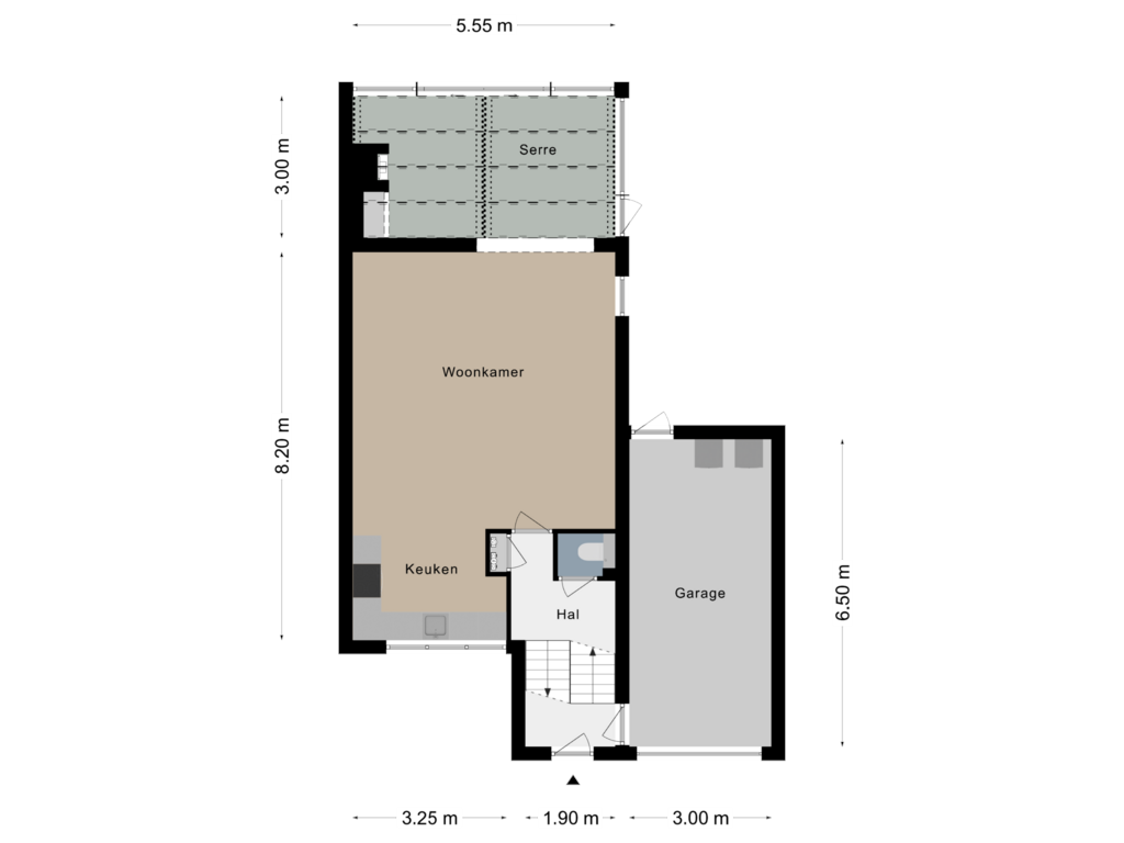 View floorplan of Begane grond of Rector Meussenstraat 23-D