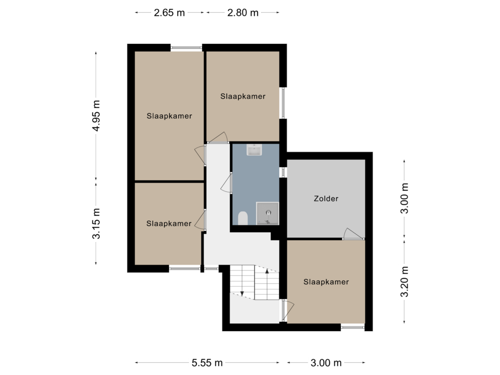 View floorplan of Verdieping 1 of Rector Meussenstraat 23-D