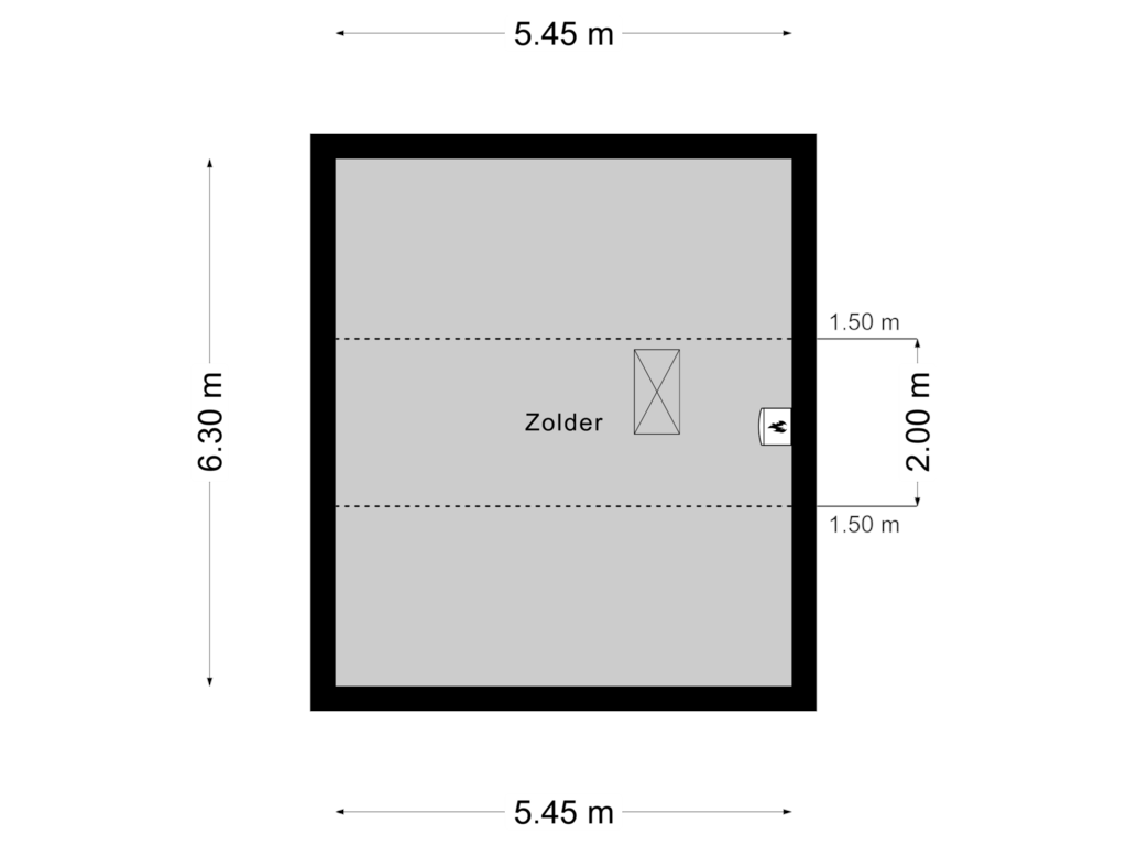 View floorplan of Verdieping 2 of Rector Meussenstraat 23-D