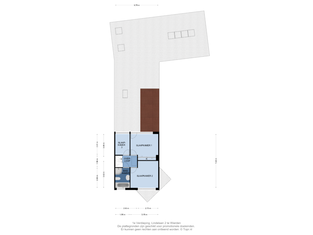 Bekijk plattegrond van 1e Verdieping van Lindelaan 2