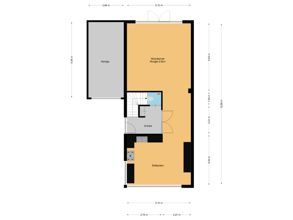 Bekijk plattegrond van Begane grond van Admiraal de Ruyterlaan 8-F