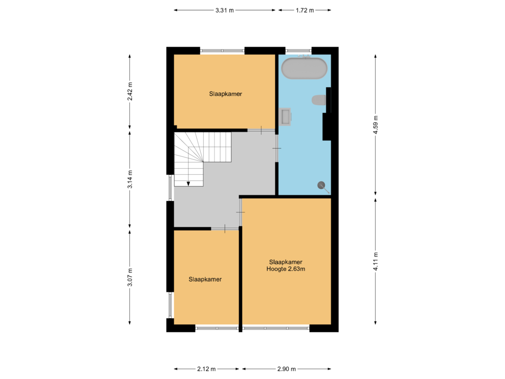 Bekijk plattegrond van 1e verdieping van Admiraal de Ruyterlaan 8-F