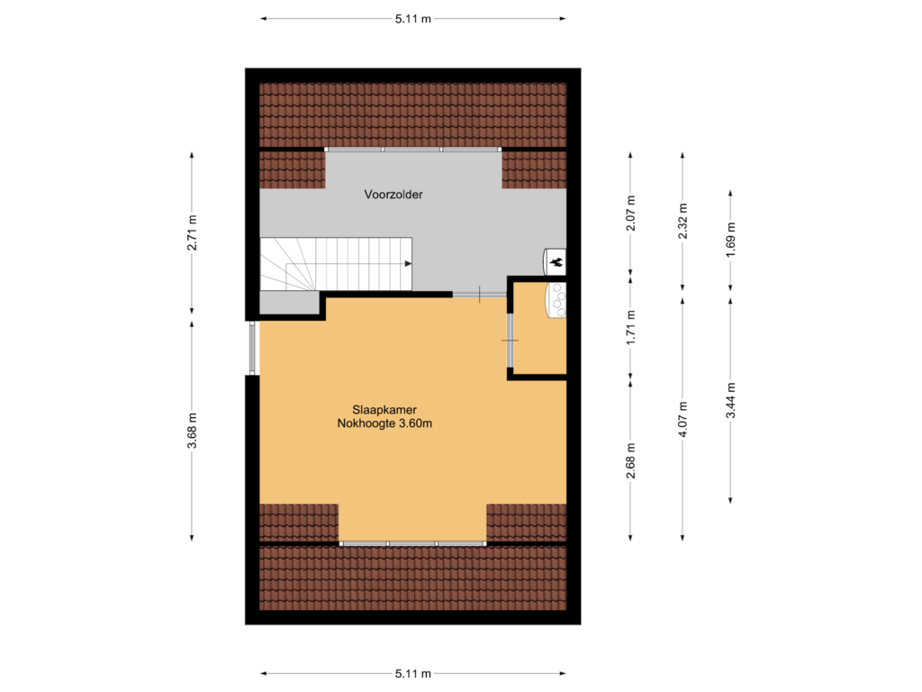 Bekijk plattegrond van 2e verdieping van Admiraal de Ruyterlaan 8-F