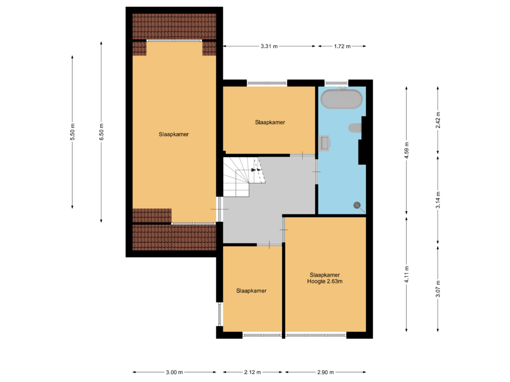 Bekijk plattegrond van 1e verdieping optie van Admiraal de Ruyterlaan 8-F