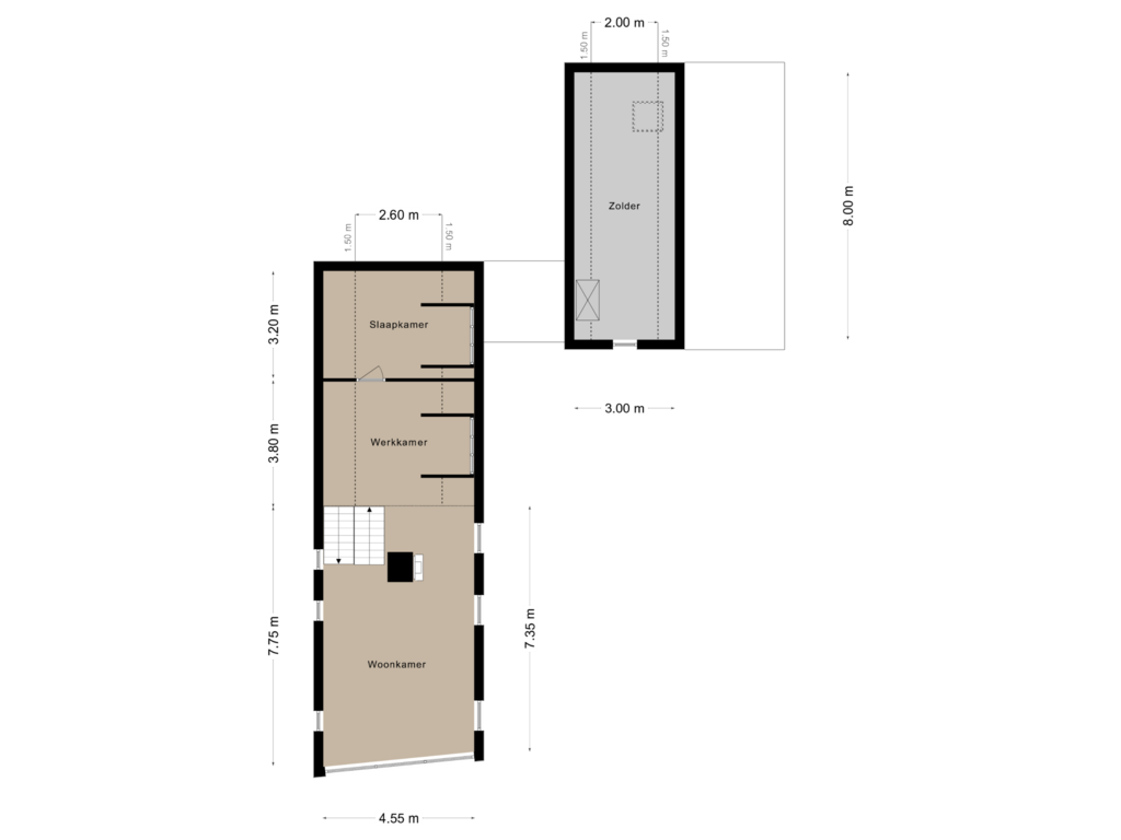 View floorplan of Verdieping 1 of Camerig 20