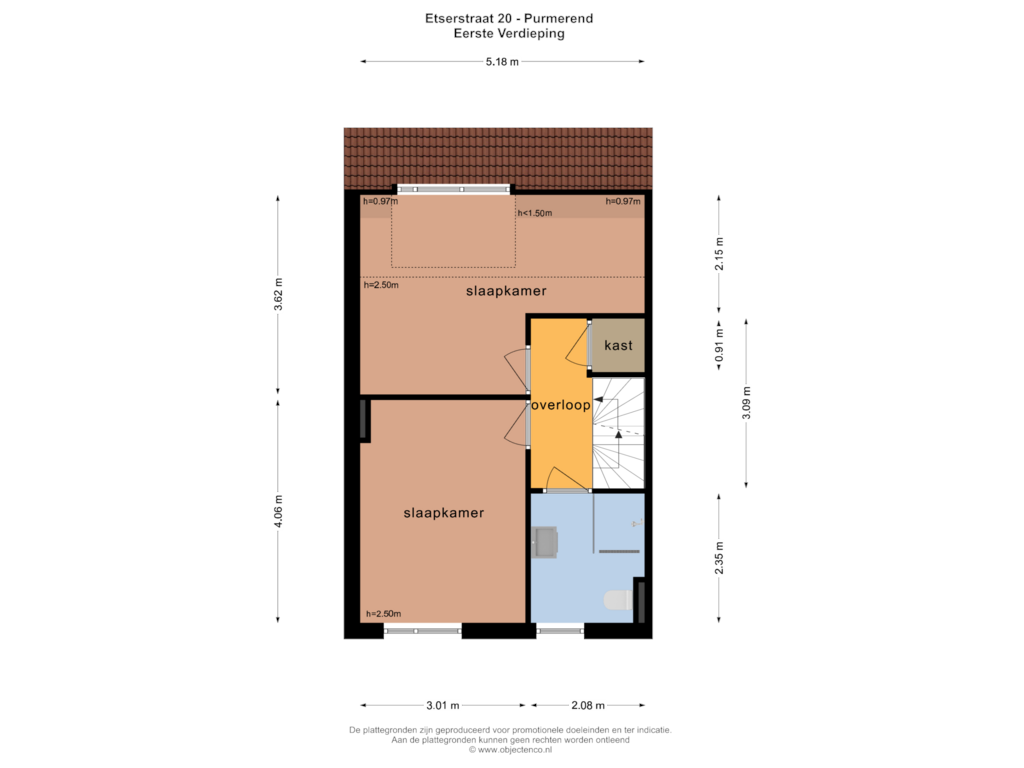 Bekijk plattegrond van EERSTE VERDIEPING van Etserstraat 20