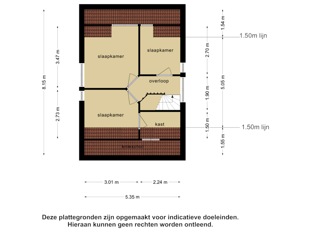 View floorplan of 1e verdieping of Sanatoriumlaan 6-06