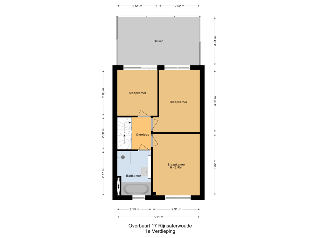 Bekijk plattegrond van 1e Verdieping van Overbuurt 17