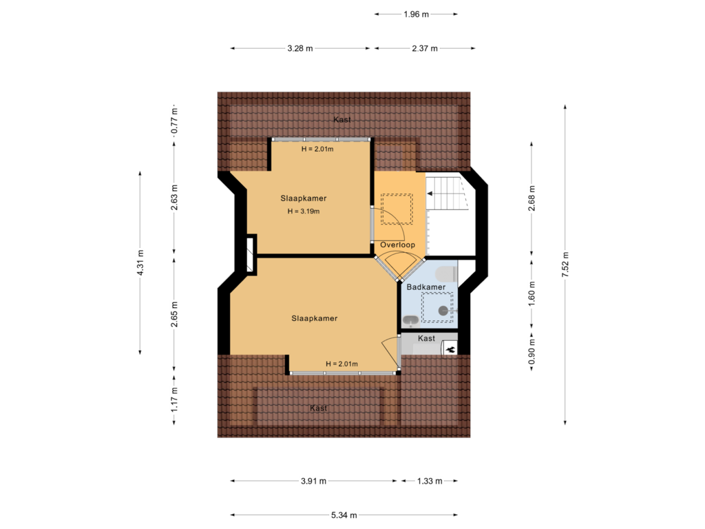 Bekijk plattegrond van 2e verdieping van Van Zuylen van Nijeveltstraat 123