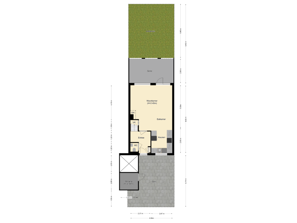 View floorplan of bg met tuinplan of Dagpauwooghof 3