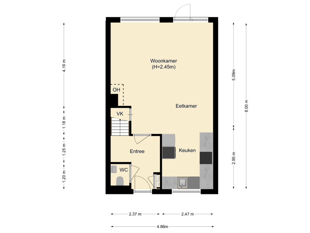 View floorplan of begane grond of Dagpauwooghof 3