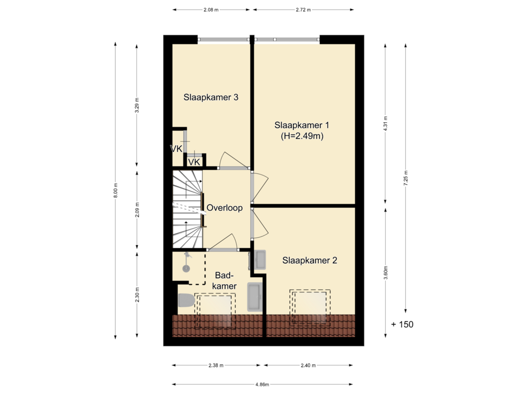 View floorplan of eerste verdieping of Dagpauwooghof 3