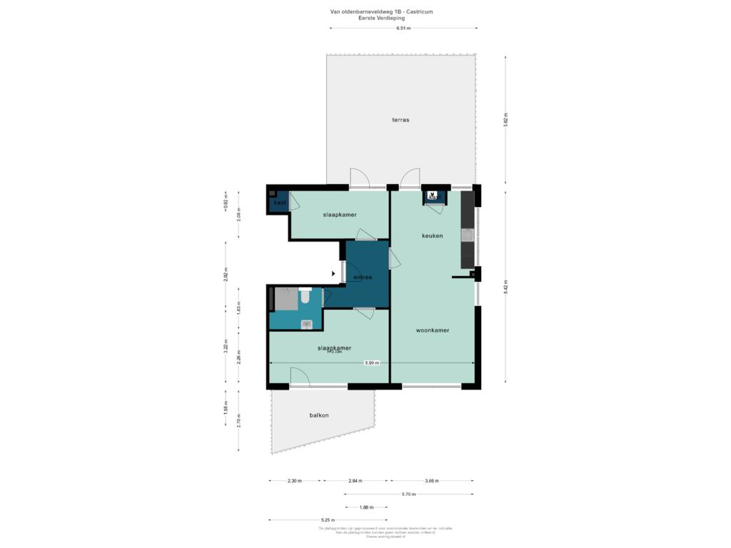 Bekijk plattegrond van EERSTE VERDIEPING van Van Oldenbarneveldweg 1-B