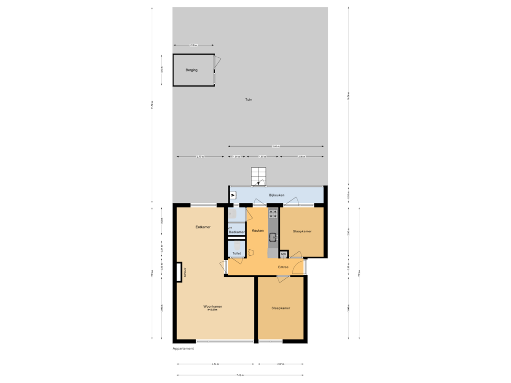 View floorplan of Appartement of Linnaeusstraat 107