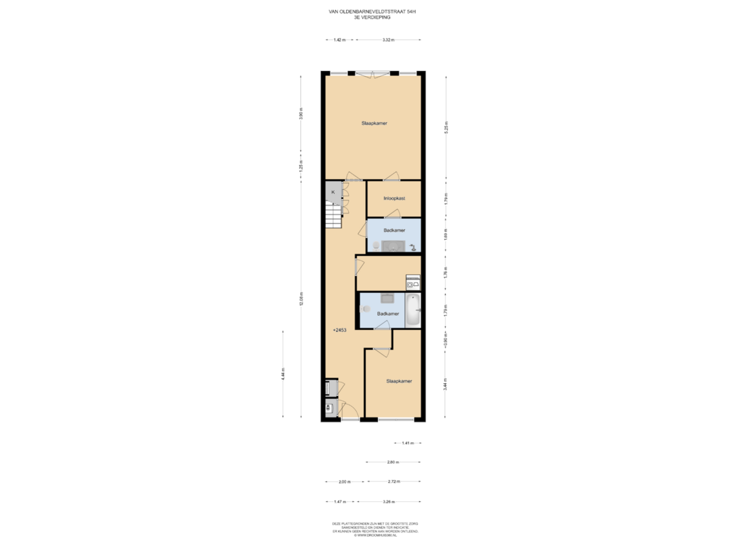 Bekijk plattegrond van 3E Verdieping van Van Oldenbarneveldtstraat 54-H