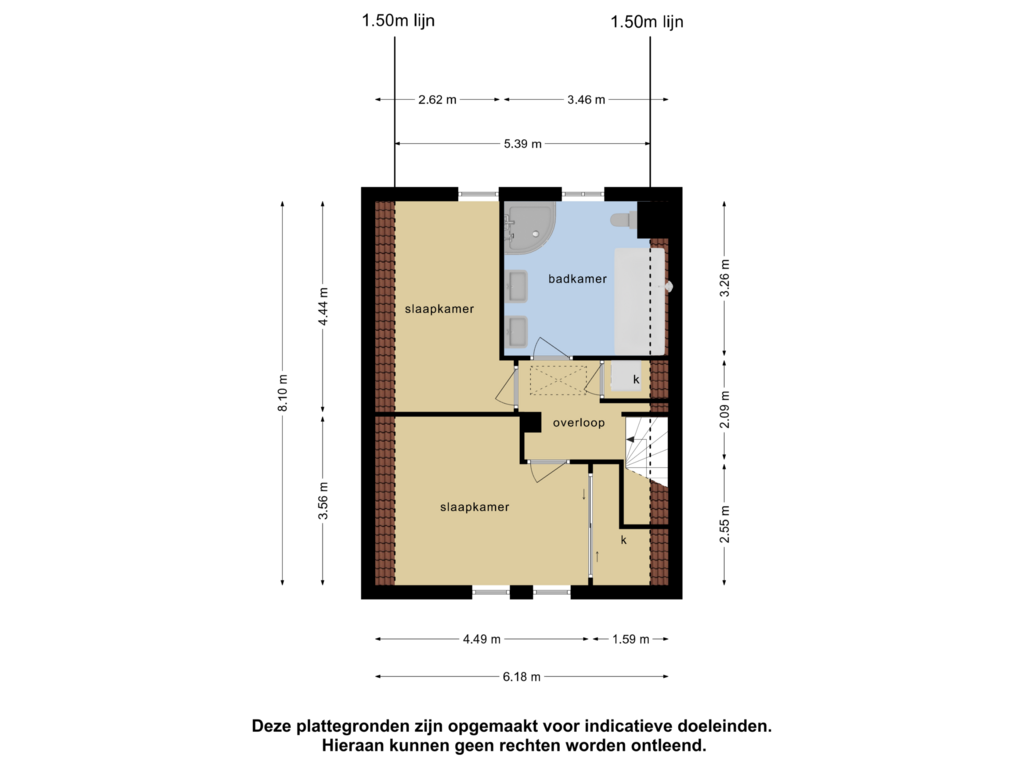 View floorplan of 1e verdieping of Leeuwenbekstraat 5