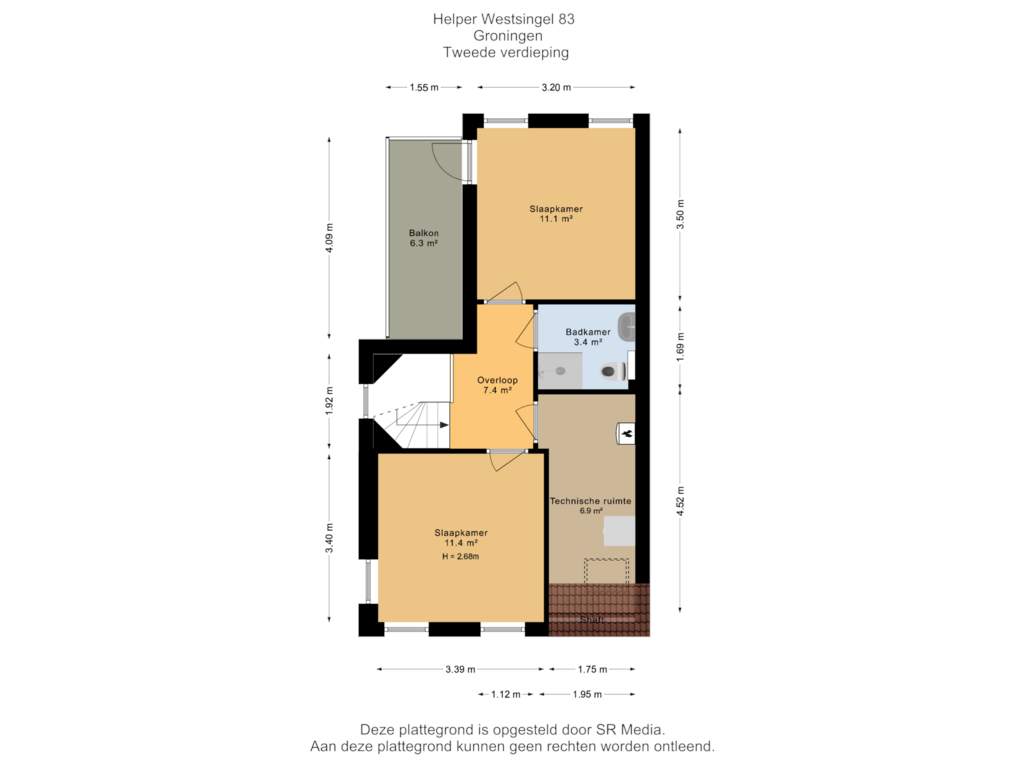 Bekijk plattegrond van Tweede verdieping van Helper Westsingel 83