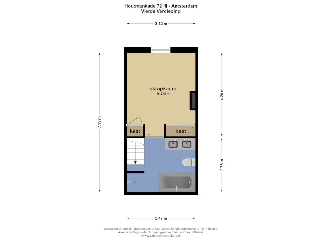 View floorplan of VIERDE VERDIEPING of Houtmankade 72-3