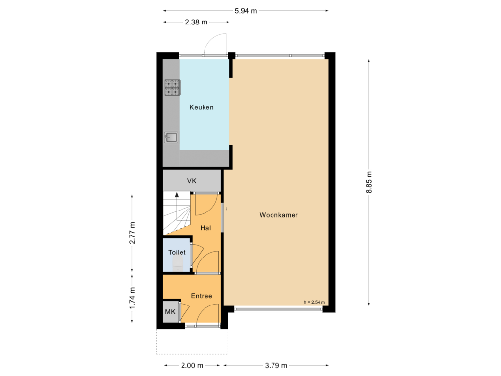 Bekijk plattegrond van Begane grond van Cornelis Gerritsz Geusstraat 192