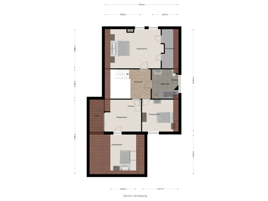 Bekijk plattegrond van Eerste Verdieping van de Mahonie 10