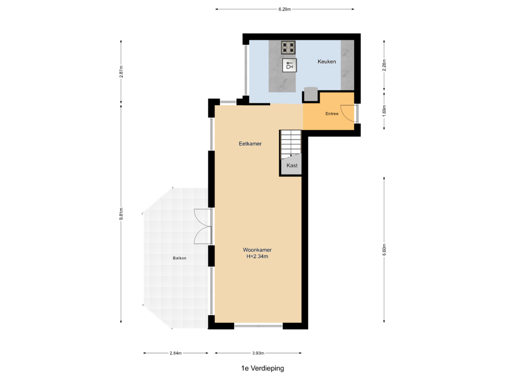 View floorplan of 1e Verdieping of Hoofdstraat 139