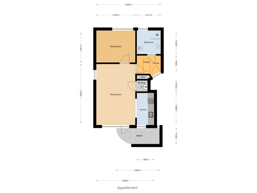 Bekijk plattegrond van Appartement van Schouwenbank 17-A