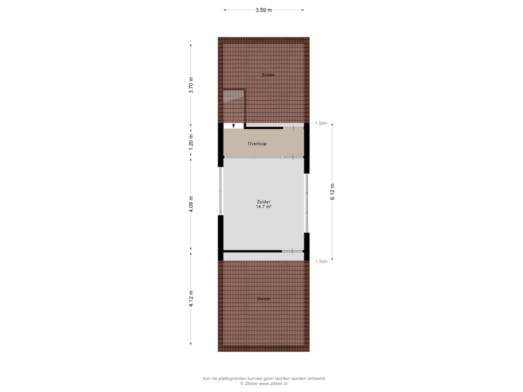 Bekijk plattegrond van Zolder van Hoogstraat 14