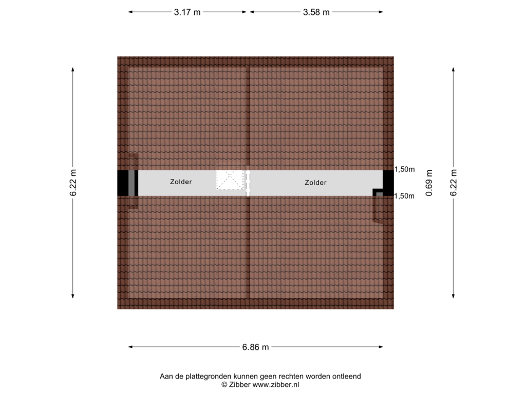 View floorplan of Zolder of Heideveldweg 36