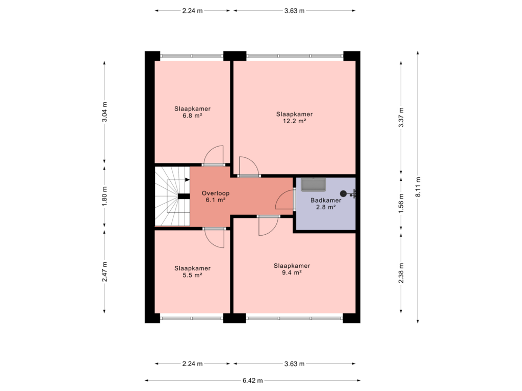 View floorplan of 1e Verdieping of Mosveen 1