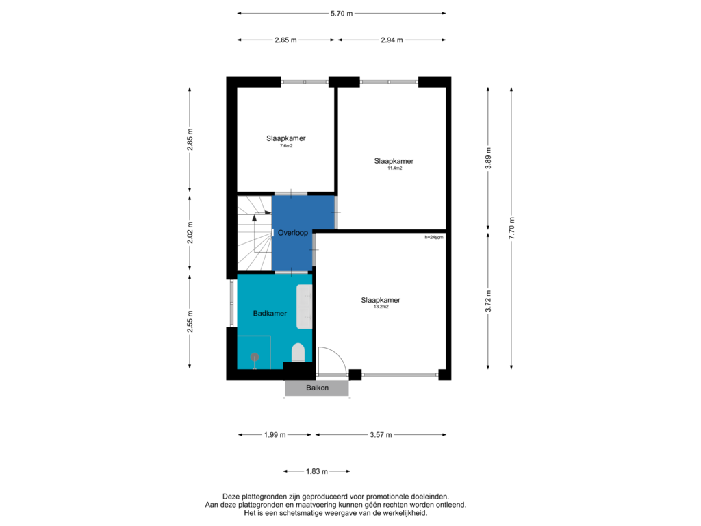 Bekijk plattegrond van Eerste Verdieping van Drumptselaan 106