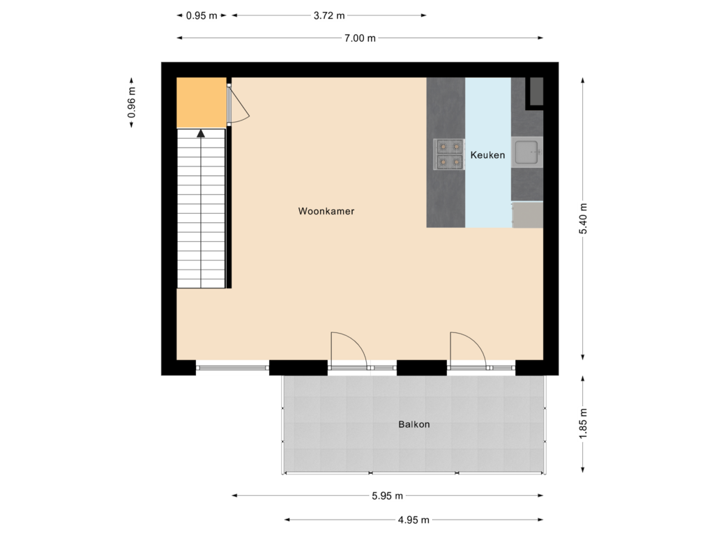 View floorplan of Eerste woonlaag of Dr. Struyckenstraat 98-B27