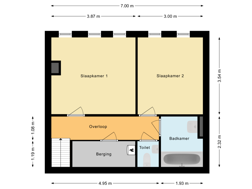 View floorplan of Tweede woonlaag of Dr. Struyckenstraat 98-B27