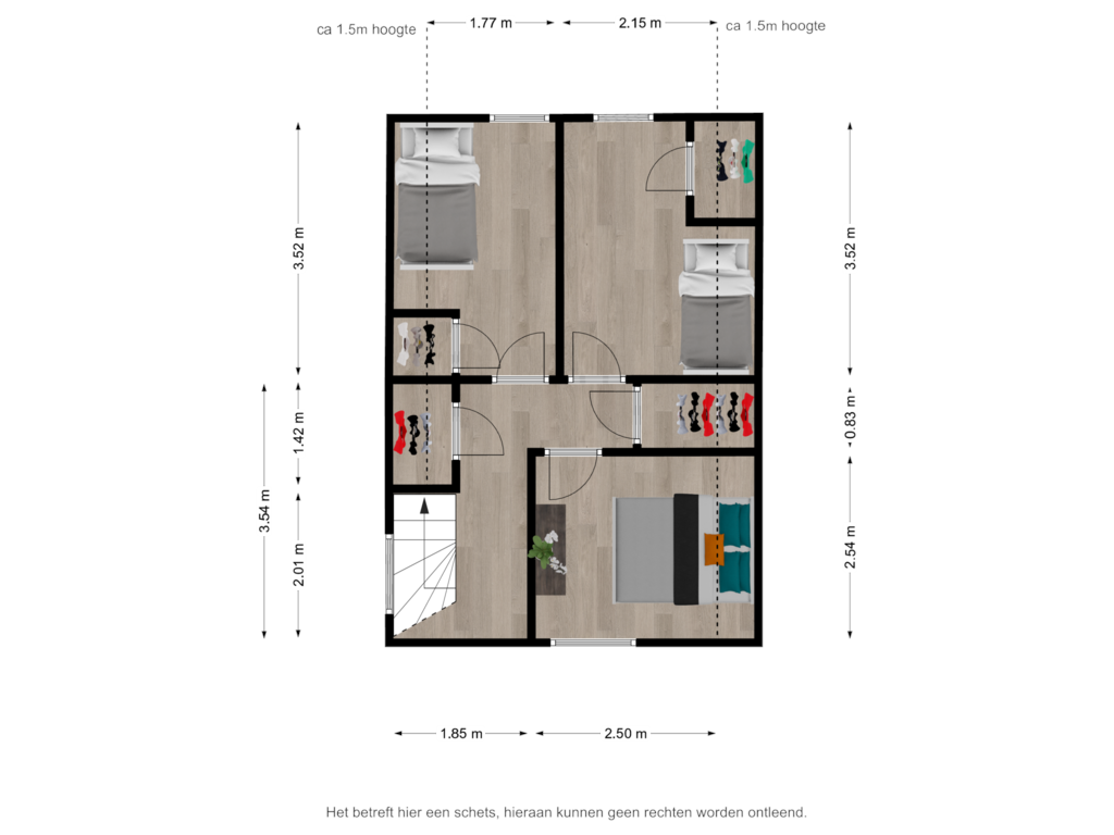 View floorplan of 1e verdieping of Marcus Buschstraat 97