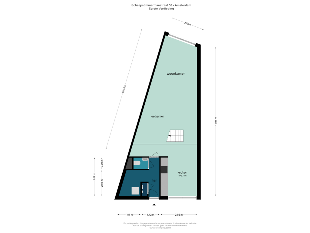 View floorplan of EERSTE VERDIEPING of Scheepstimmermanstraat 58