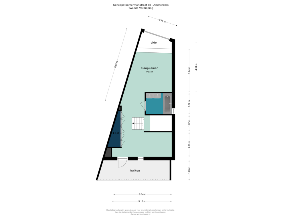 View floorplan of TWEEDE VERDIEPING of Scheepstimmermanstraat 58