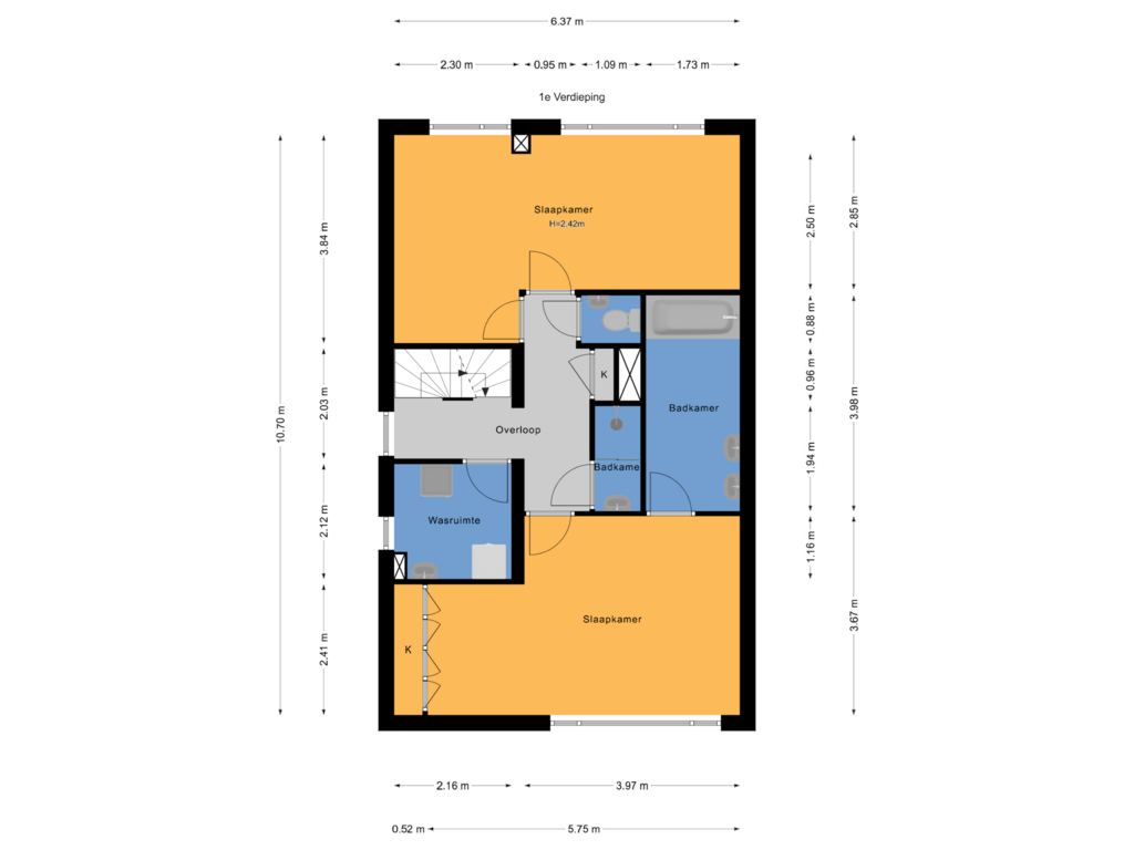 Bekijk plattegrond van 1e Verdieping van Popelenburg 1