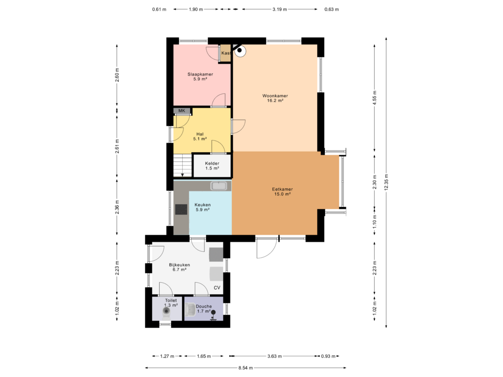 View floorplan of Begane Grond of Veenhoeksweg 18