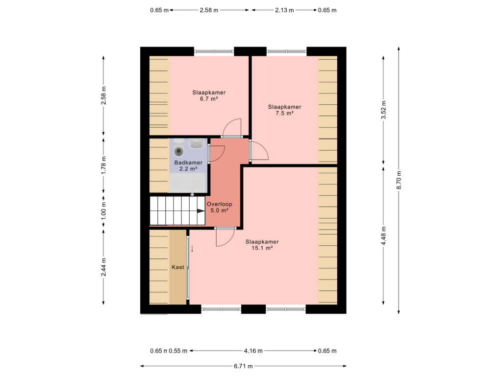 View floorplan of 1e Verdieping of Veenhoeksweg 18