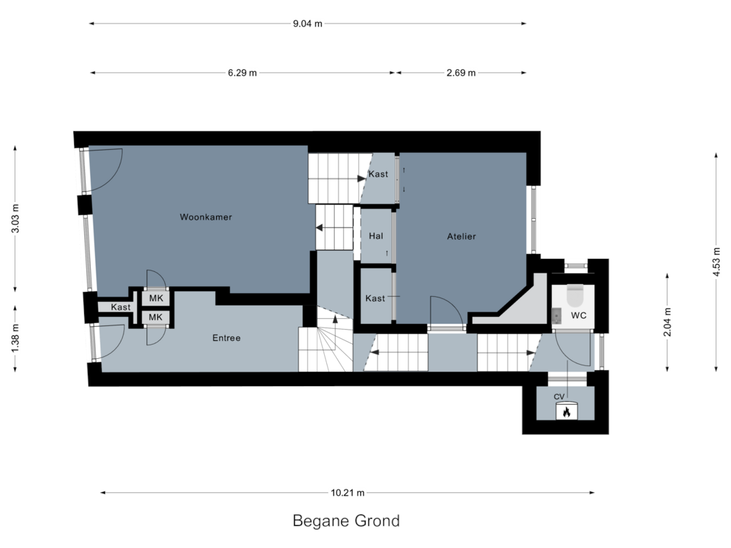 Bekijk plattegrond van Begane Grond van Doelenstraat 30