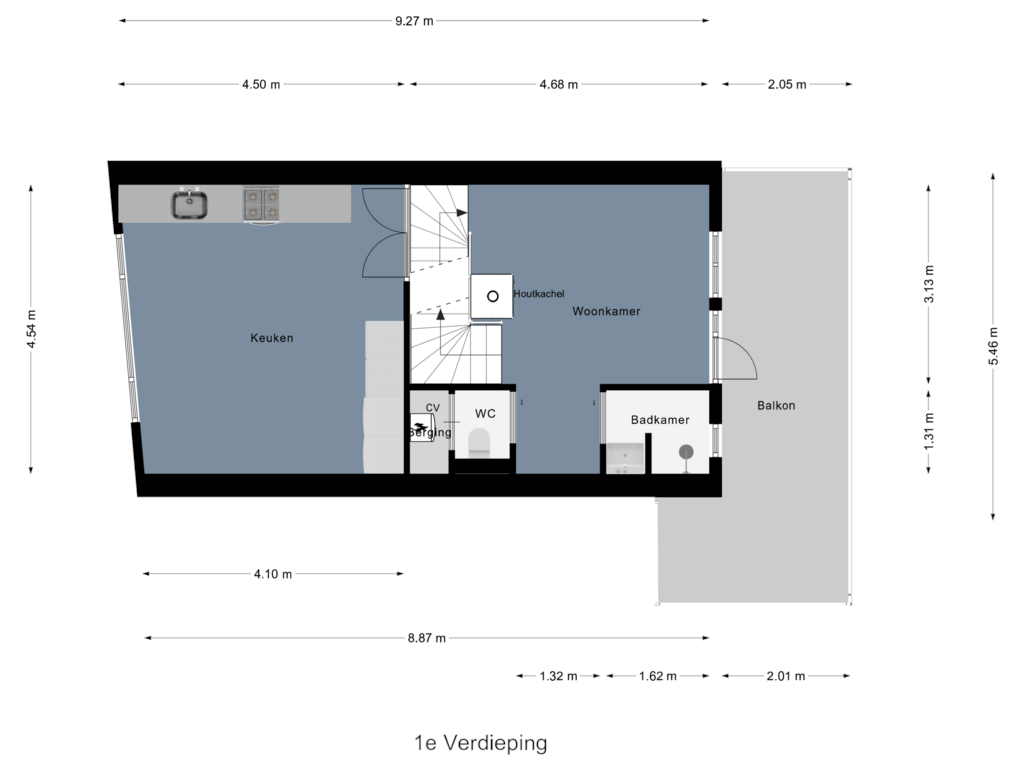 Bekijk plattegrond van 1e Verdieping van Doelenstraat 30