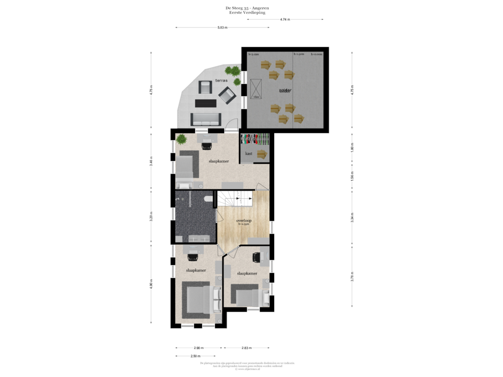 View floorplan of EERSTE VERDIEPING of de Steeg 35