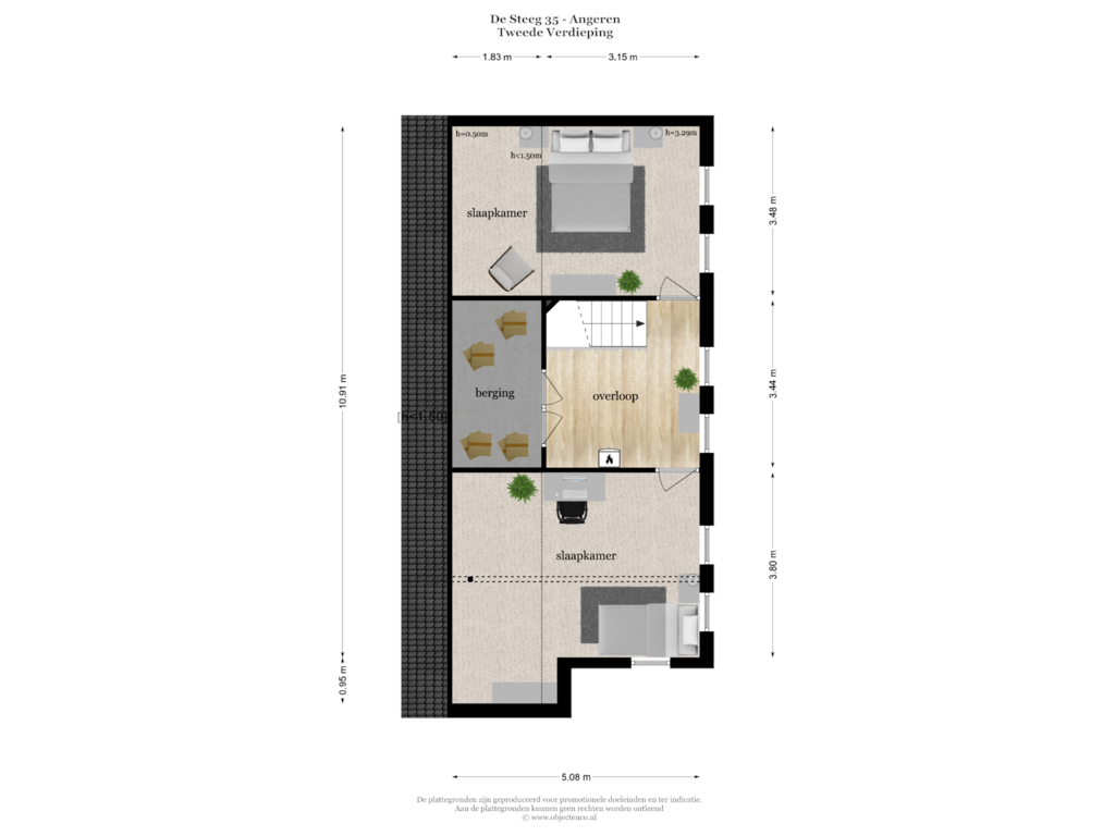 View floorplan of TWEEDE VERDIEPING of de Steeg 35