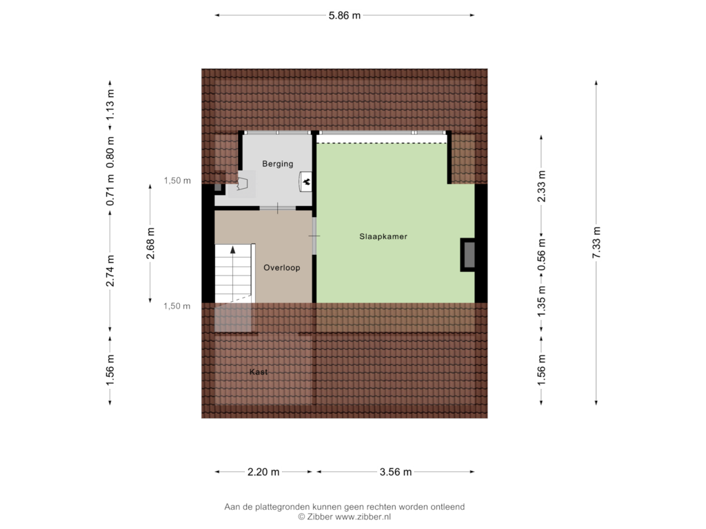 View floorplan of Tweede verdieping of Bazuinstraat 27