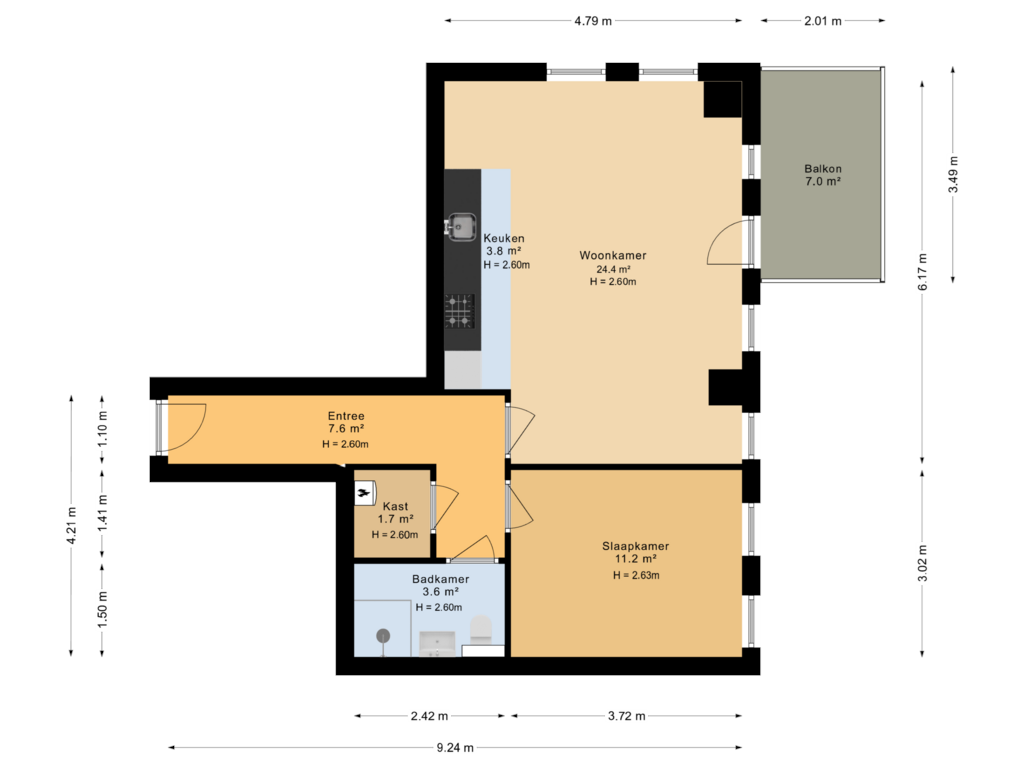 Bekijk plattegrond van Appartement van Badhuisweg 11-S