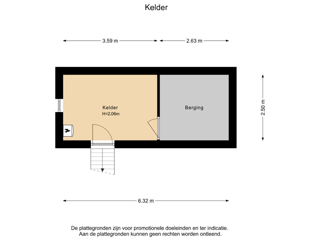 Bekijk plattegrond van Kelder van Oudebaan 9