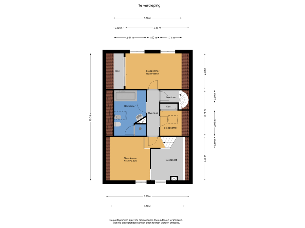 Bekijk plattegrond van 1e verdieping van Oudebaan 9