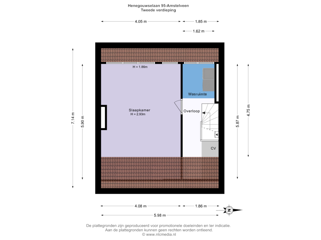 Bekijk plattegrond van Tweede verdieping van Henegouwselaan 95