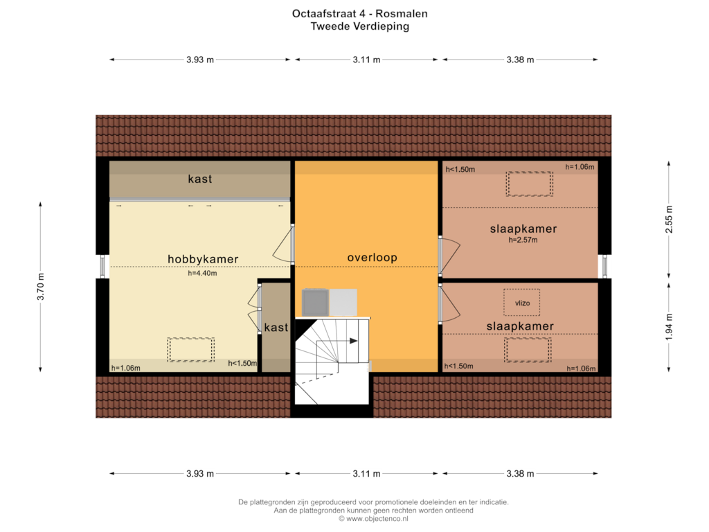 Bekijk plattegrond van TWEEDE VERDIEPING van Octaafstraat 4