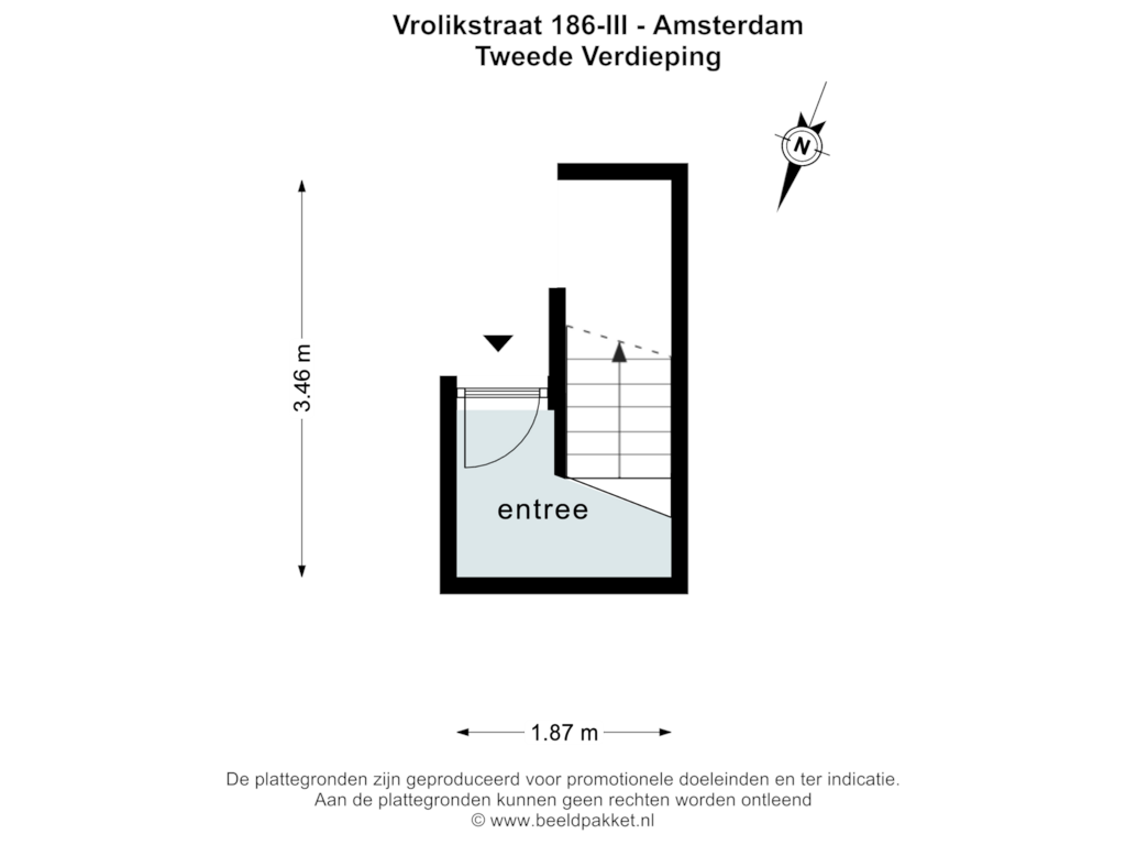 Bekijk plattegrond van TWEEDE VERDIEPING van Vrolikstraat 186-3