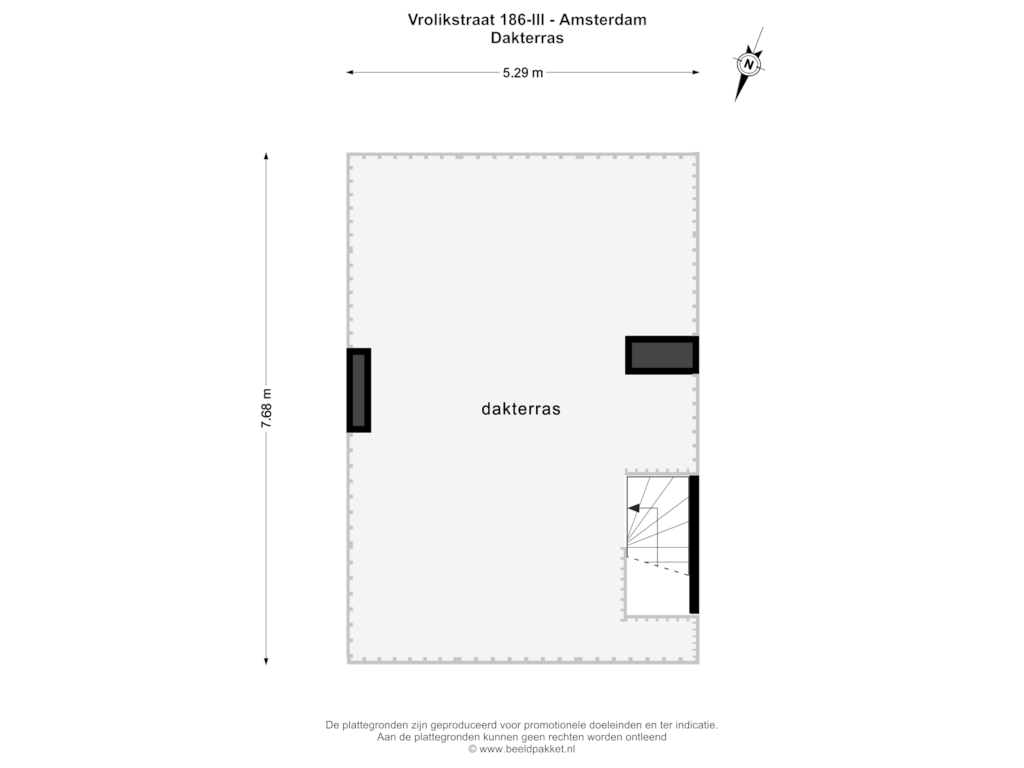 Bekijk plattegrond van DAKTERRAS van Vrolikstraat 186-3